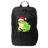 Merry Christmas Frog Santa Hat Lights Xmas City Backpack