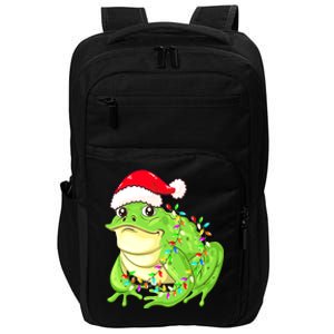 Merry Christmas Frog Santa Hat Lights Xmas Impact Tech Backpack