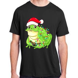 Merry Christmas Frog Santa Hat Lights Xmas Adult ChromaSoft Performance T-Shirt