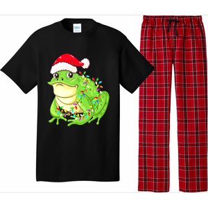 Merry Christmas Frog Santa Hat Lights Xmas Pajama Set