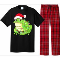 Merry Christmas Frog Santa Hat Lights Xmas Pajama Set