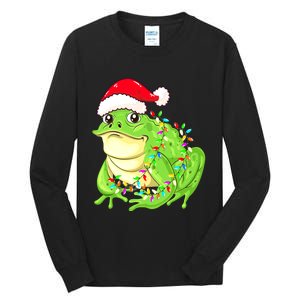 Merry Christmas Frog Santa Hat Lights Xmas Tall Long Sleeve T-Shirt