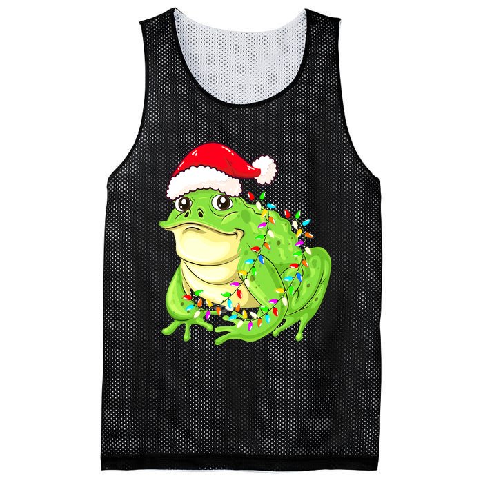 Merry Christmas Frog Santa Hat Lights Xmas Mesh Reversible Basketball Jersey Tank