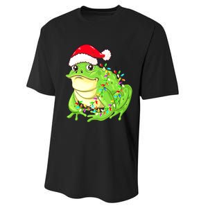 Merry Christmas Frog Santa Hat Lights Xmas Performance Sprint T-Shirt