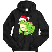 Merry Christmas Frog Santa Hat Lights Xmas Tie Dye Hoodie