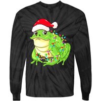 Merry Christmas Frog Santa Hat Lights Xmas Tie-Dye Long Sleeve Shirt