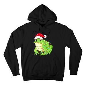 Merry Christmas Frog Santa Hat Lights Xmas Tall Hoodie