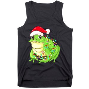 Merry Christmas Frog Santa Hat Lights Xmas Tank Top