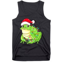 Merry Christmas Frog Santa Hat Lights Xmas Tank Top