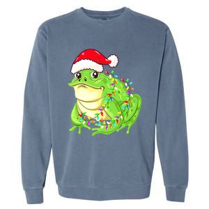 Merry Christmas Frog Santa Hat Lights Xmas Garment-Dyed Sweatshirt