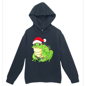 Merry Christmas Frog Santa Hat Lights Xmas Urban Pullover Hoodie