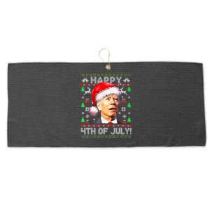 Merry Christmas Funny Joe Biden Happy 4th Of July Ugly Xmas Large Microfiber Waffle Golf Towel