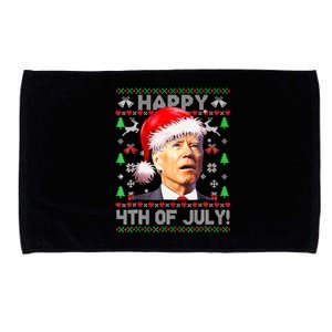 Merry Christmas Funny Joe Biden Happy 4th Of July Ugly Xmas Microfiber Hand Towel