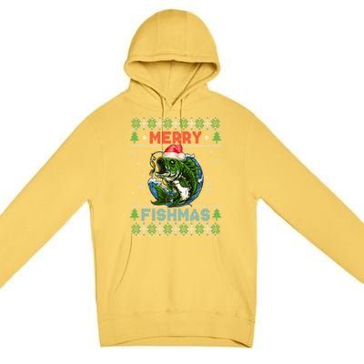 Merry Christmas Fishmas Ugly Xmas Sweater Santa Bass Fishing Great Gift Premium Pullover Hoodie