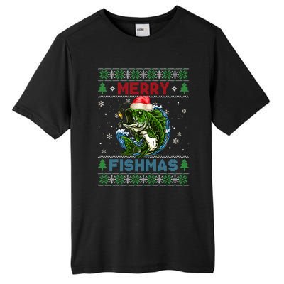 Merry Christmas Fishmas Ugly Xmas Sweater Santa Bass Fishing Great Gift Tall Fusion ChromaSoft Performance T-Shirt