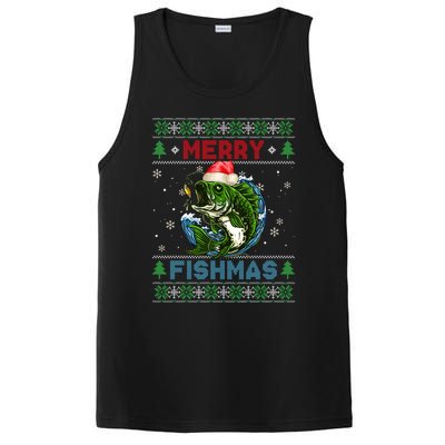 Merry Christmas Fishmas Ugly Xmas Sweater Santa Bass Fishing Great Gift PosiCharge Competitor Tank