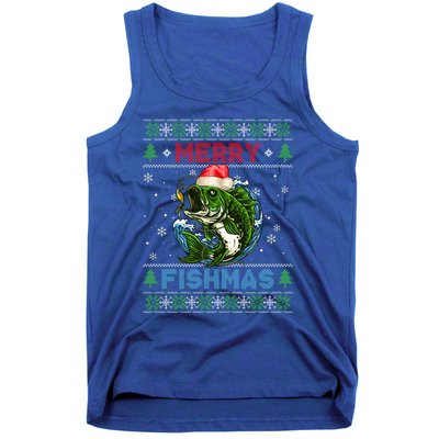 Merry Christmas Fishmas Ugly Xmas Sweater Santa Bass Fishing Great Gift Tank Top