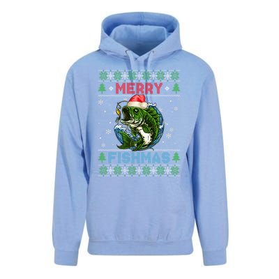 Merry Christmas Fishmas Ugly Xmas Sweater Santa Bass Fishing Great Gift Unisex Surf Hoodie