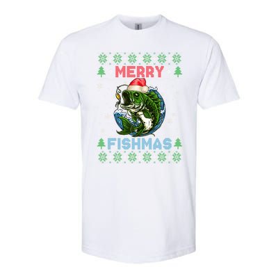 Merry Christmas Fishmas Ugly Xmas Sweater Santa Bass Fishing Great Gift Softstyle CVC T-Shirt