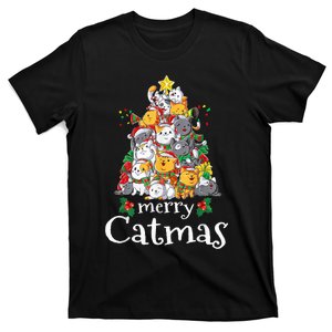 Merry Catmas Funny Cat Dad Cat Mom Christmas Cat Wo  T-Shirt