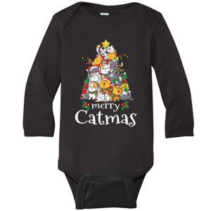 Merry Catmas Funny Cat Dad Cat Mom Christmas Cat Wo  Baby Long Sleeve Bodysuit