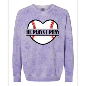 Mom Cute Funny He Plays I Pray Colorblast Crewneck Sweatshirt