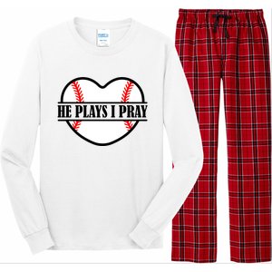 Mom Cute Funny He Plays I Pray Long Sleeve Pajama Set