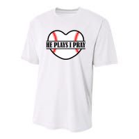 Mom Cute Funny He Plays I Pray Youth Performance Sprint T-Shirt