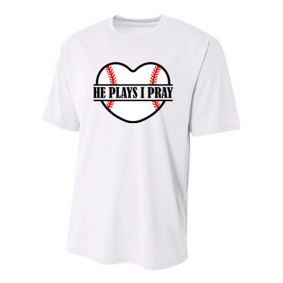 Mom Cute Funny He Plays I Pray Youth Performance Sprint T-Shirt