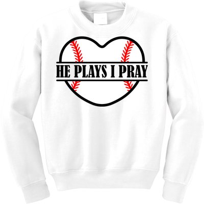 Mom Cute Funny He Plays I Pray Kids Sweatshirt