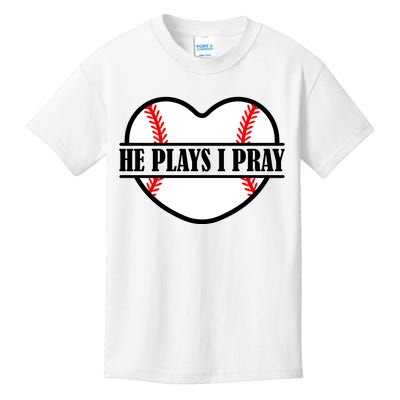 Mom Cute Funny He Plays I Pray Kids T-Shirt