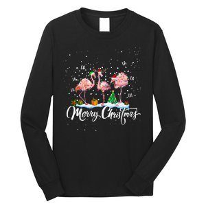 Merry Christmas Flamingo Santa Fa La La La Mingo Animals Pet Long Sleeve Shirt