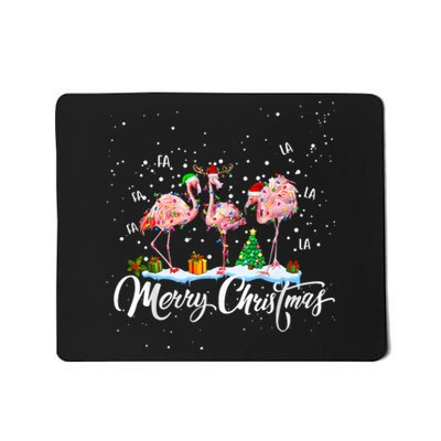 Merry Christmas Flamingo Santa Fa La La La Mingo Animals Pet Mousepad