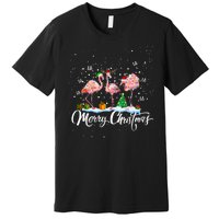 Merry Christmas Flamingo Santa Fa La La La Mingo Animals Pet Premium T-Shirt