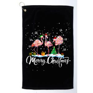 Merry Christmas Flamingo Santa Fa La La La Mingo Animals Pet Platinum Collection Golf Towel