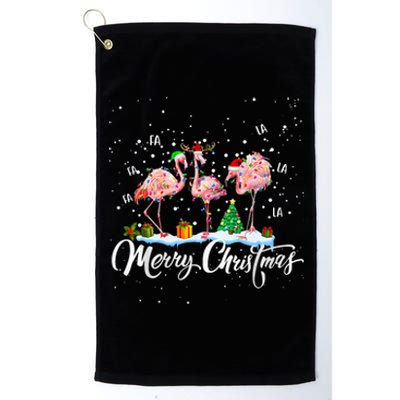 Merry Christmas Flamingo Santa Fa La La La Mingo Animals Pet Platinum Collection Golf Towel