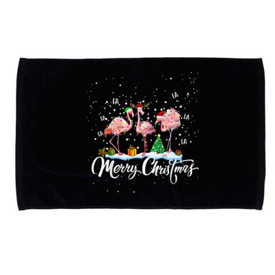 Merry Christmas Flamingo Santa Fa La La La Mingo Animals Pet Microfiber Hand Towel