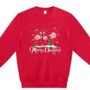 Merry Christmas Flamingo Santa Fa La La La Mingo Animals Pet Premium Crewneck Sweatshirt