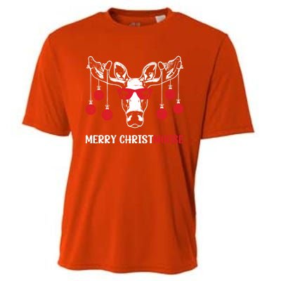 Merry Christmoose Funny Christmas Moose Festive Animal Pun Cool Gift Cooling Performance Crew T-Shirt