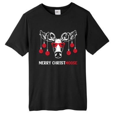 Merry Christmoose Funny Christmas Moose Festive Animal Pun Cool Gift Tall Fusion ChromaSoft Performance T-Shirt