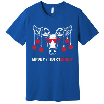 Merry Christmoose Funny Christmas Moose Festive Animal Pun Cool Gift Premium T-Shirt