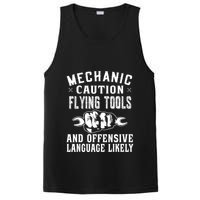 Mechanic Caution Flying Tools Funny Auto Mechanic PosiCharge Competitor Tank
