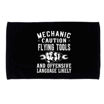 Mechanic Caution Flying Tools Funny Auto Mechanic Microfiber Hand Towel