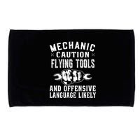 Mechanic Caution Flying Tools Funny Auto Mechanic Microfiber Hand Towel