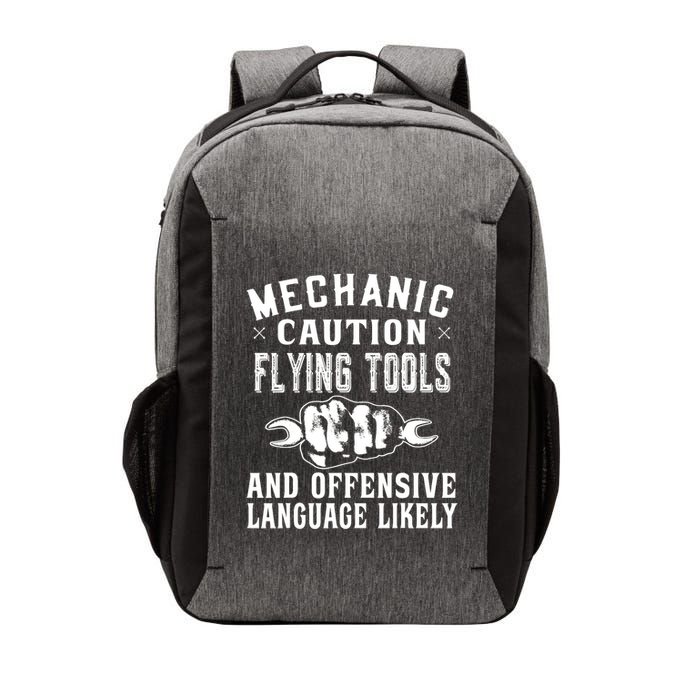 Mechanic Caution Flying Tools Funny Auto Mechanic Vector Backpack
