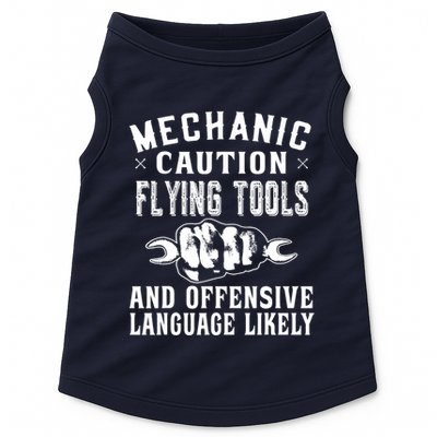 Mechanic Caution Flying Tools Funny Auto Mechanic Doggie Tank