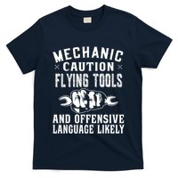 Mechanic Caution Flying Tools Funny Auto Mechanic T-Shirt