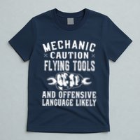 Mechanic Caution Flying Tools Funny Auto Mechanic T-Shirt