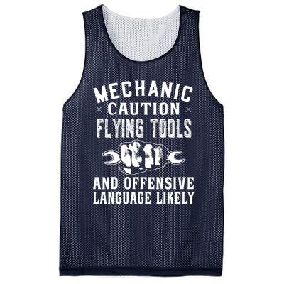 Mechanic Caution Flying Tools Funny Auto Mechanic Mesh Reversible Basketball Jersey Tank