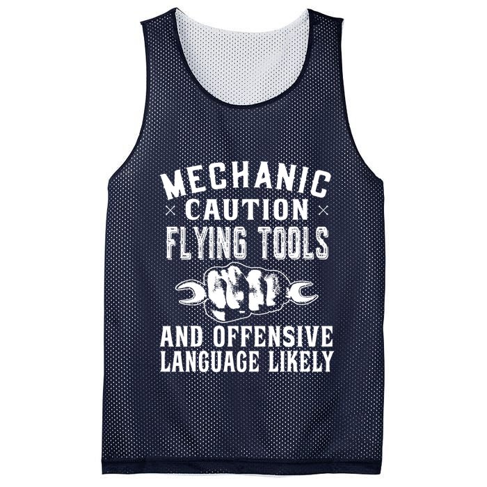 Mechanic Caution Flying Tools Funny Auto Mechanic Mesh Reversible Basketball Jersey Tank